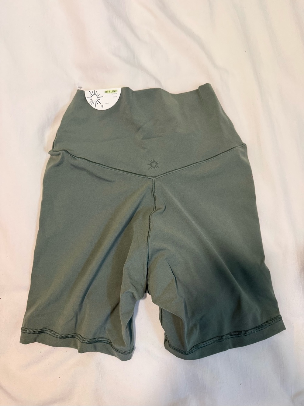 aerie High-Rise Olive Green Athletic Bike Shorts
